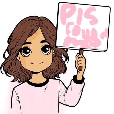 realistic girl holding up a sign