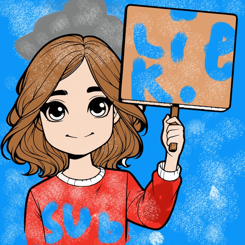 realistic girl holding up a sign