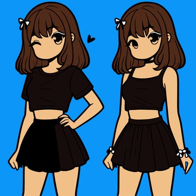 girl wearing crop top  and skirt