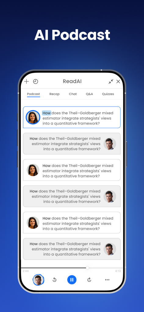 NaturalReader - Text To Speech - Interfaccia di podcast AI conversazionale nell'app NaturalReader