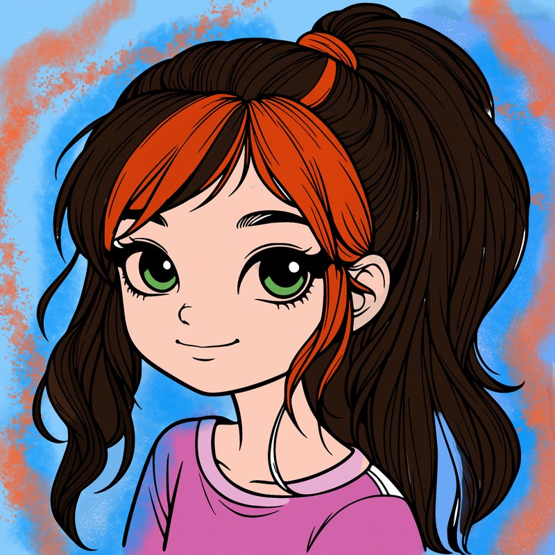 realistic girl with ponytail