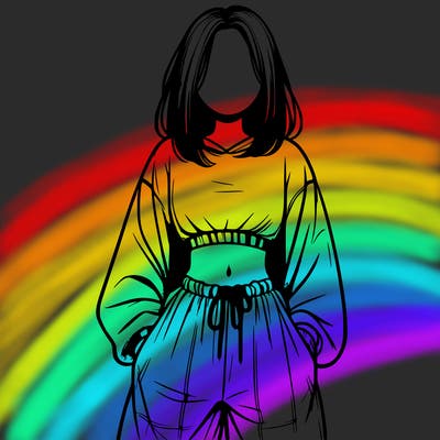 realistic girl faceless with baggy pants and a crop top