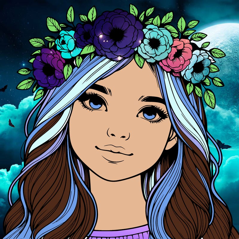 realistic girl with flower crown