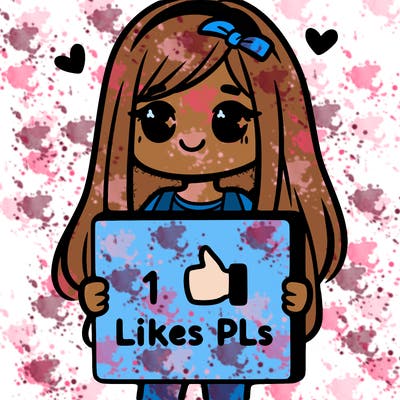 girl holding a sign saying 10 likes pls