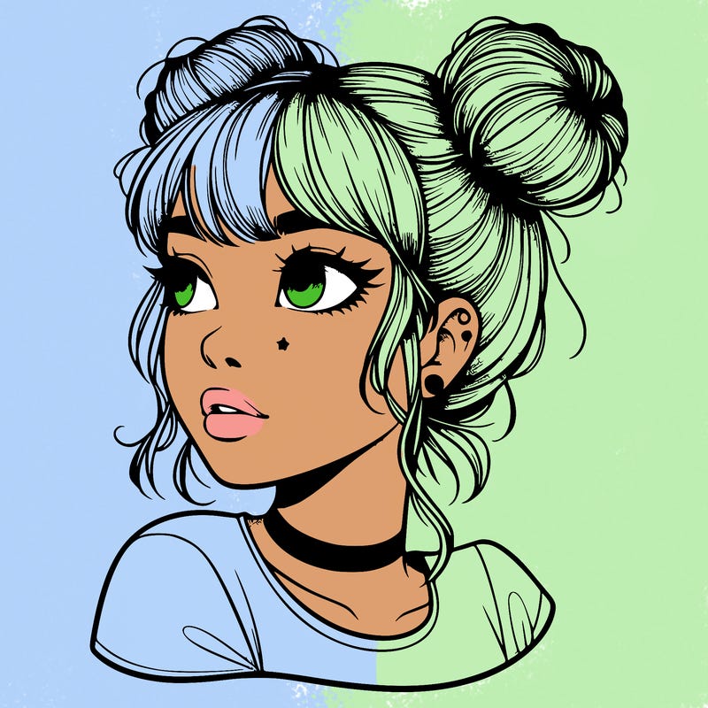 realistic girl with spacebuns