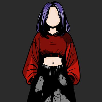 realistic girl faceless with baggy pants and a crop top