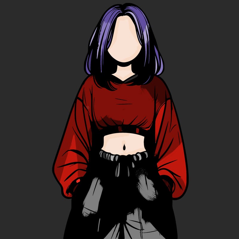 realistic girl faceless with baggy pants and a crop top