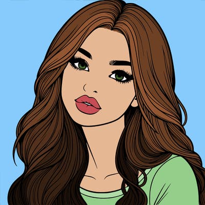 realistic girl with hair on her hair and lips