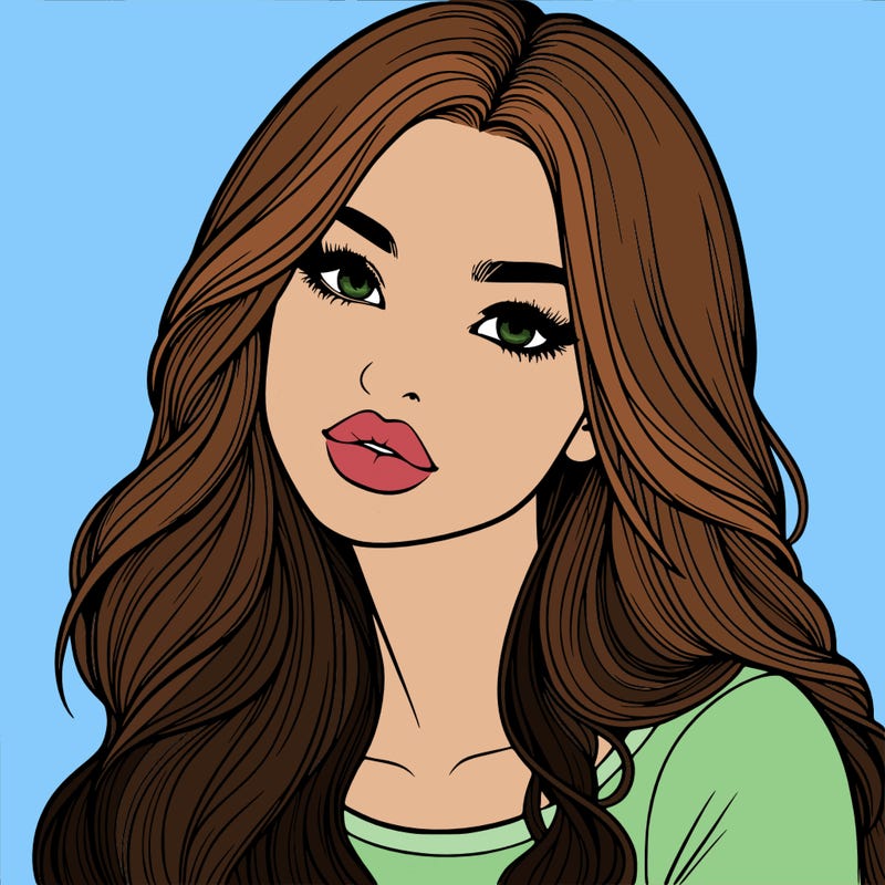 realistic girl with hair on her hair and lips