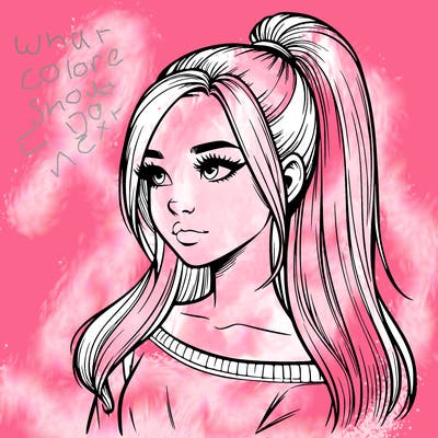 realistic girl with a high ponytail