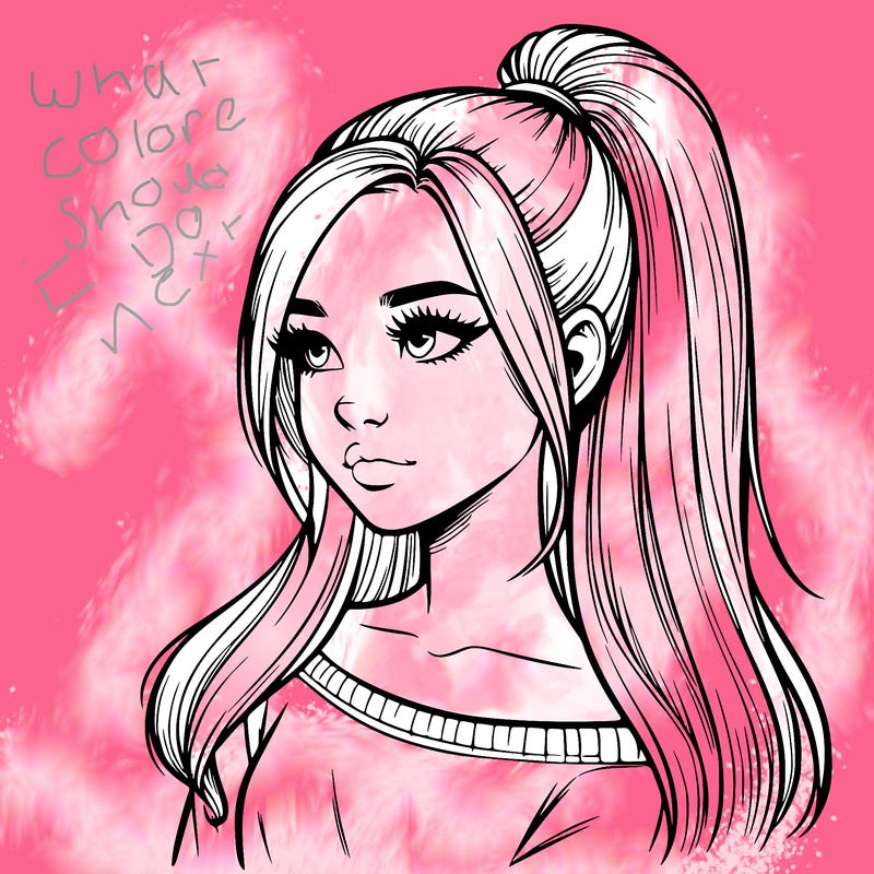 realistic girl with a high ponytail