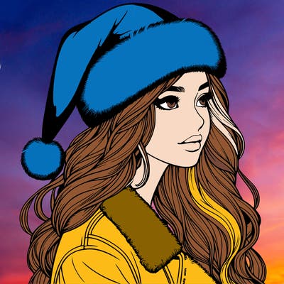 realistic girl in santa hat