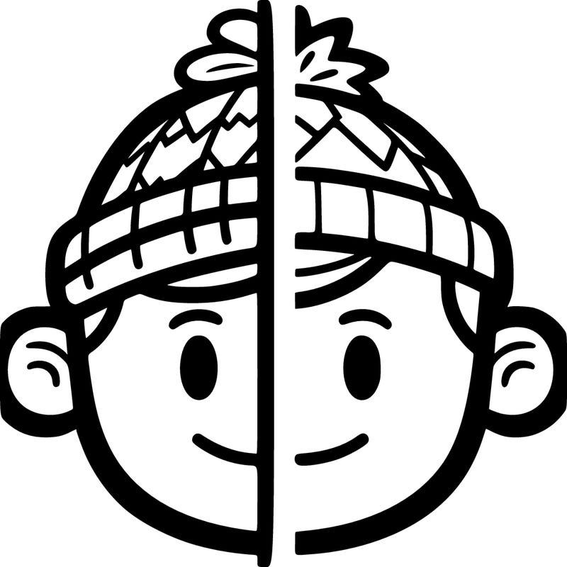 split down the middle