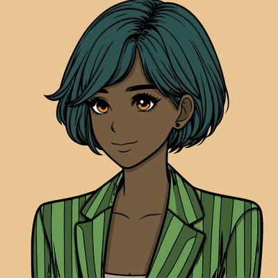 one beautiful girl realistic wearing suit with short hair