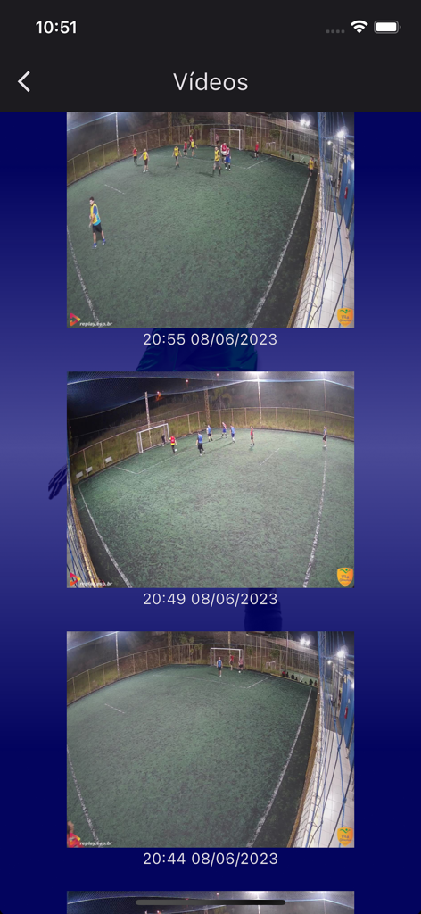 My Replay Sports - List of amateur soccer match video replays with timestamps