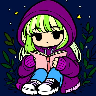 girl in oversized hoodie reading a book