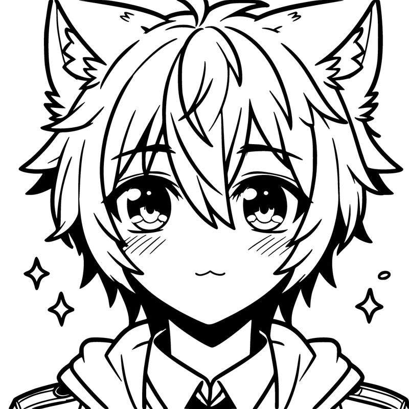 anime boy with wolf ears and cute eyes