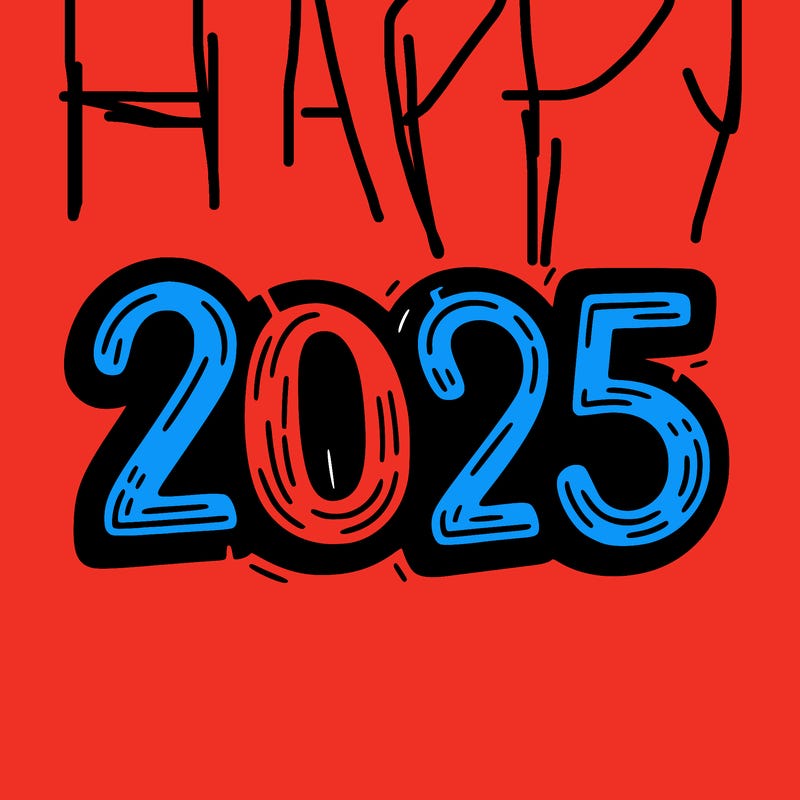 one line scrawled numbers sketch design “2025”
