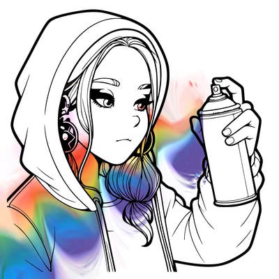 a realistic girl, spray painting