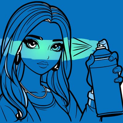 realistic beautiful girl spray painting