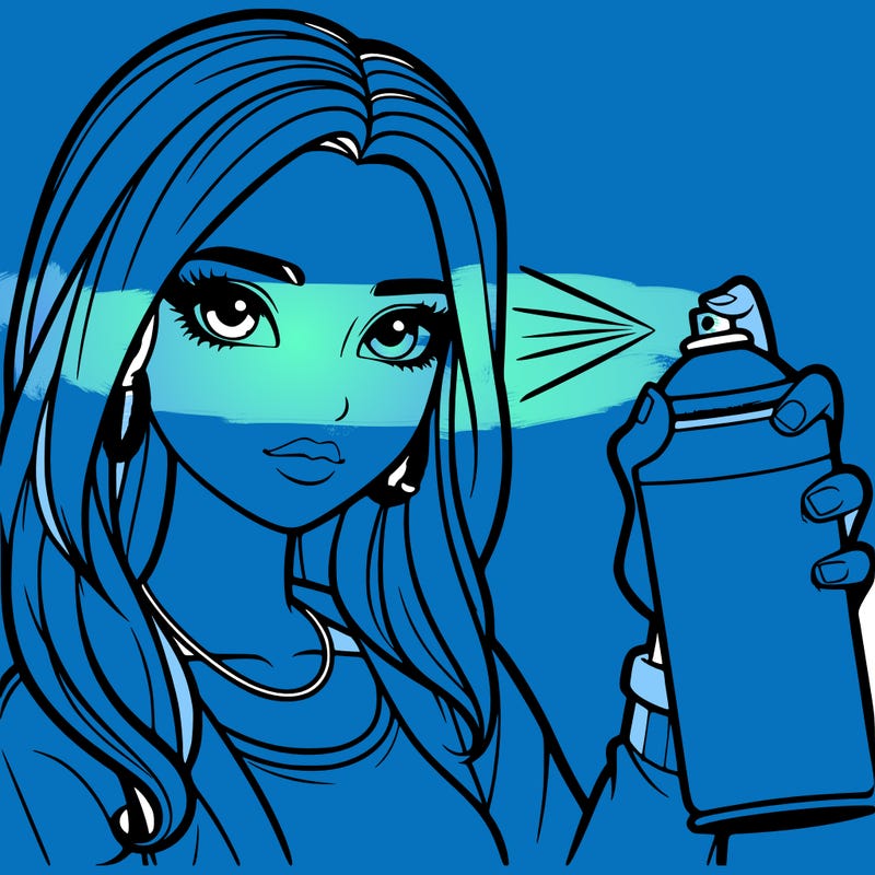 realistic beautiful girl spray painting