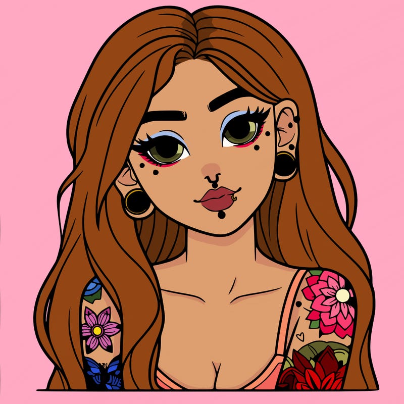 girl with tattoo and piercing