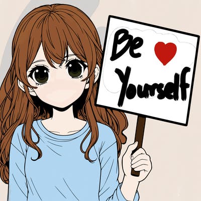 realistic girl holding up a sign