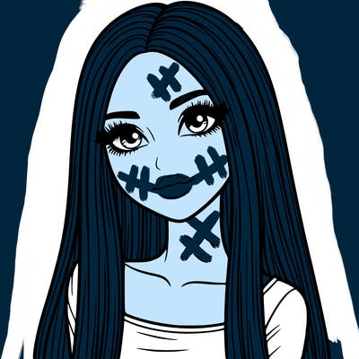 realistic girl with straight and long hair