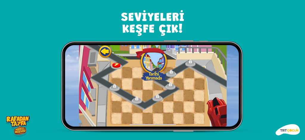 TRT Rafadan Tayfa Mahalle - Level selection map screen in the TRT Rafadan Tayfa Mahalle mobile game showing a path through a neighborhood