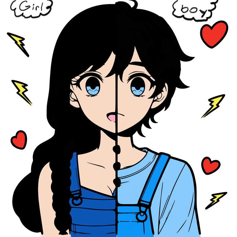 realistic girl boy split