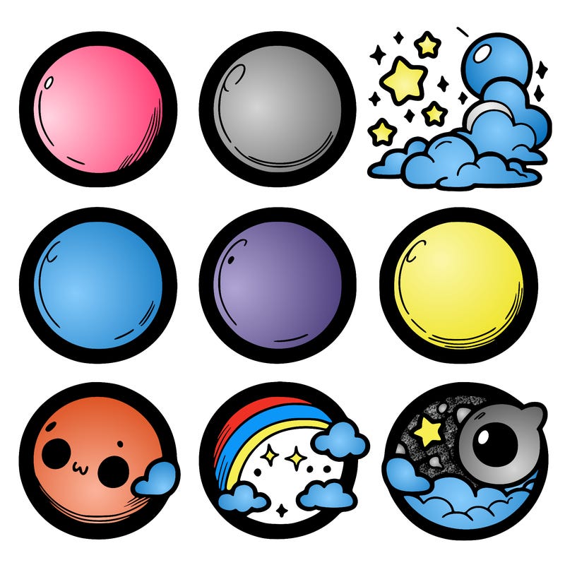 nine blank circles