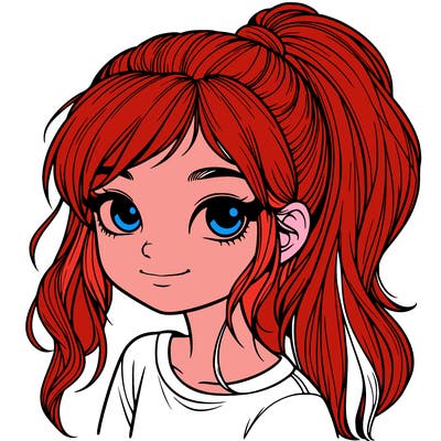 realistic girl with ponytail