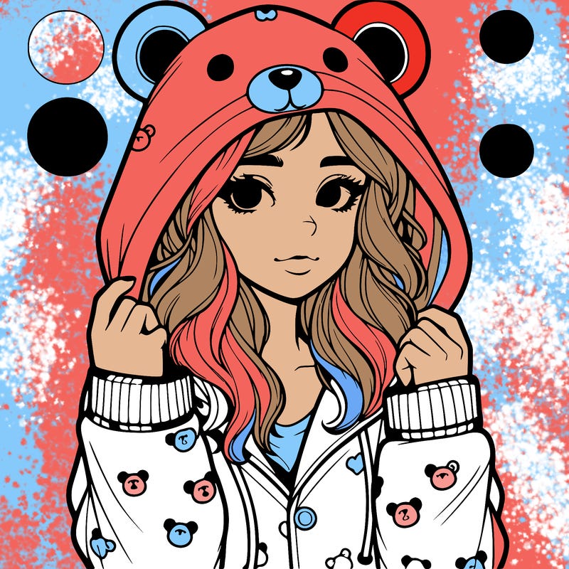 realistic girl in a animal pjs hoodie