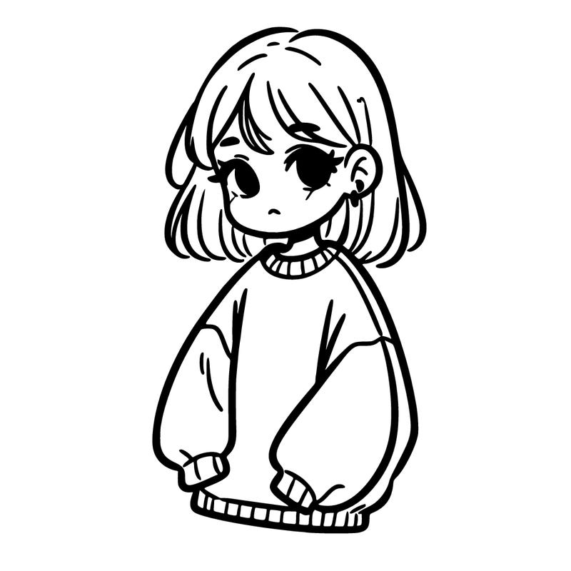 girl wearing baggy sweatshirt