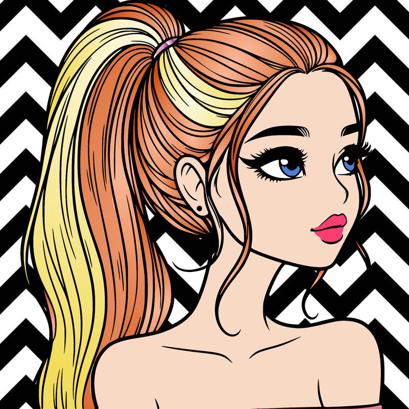 a beautiful and realistic girl with a high pony tail