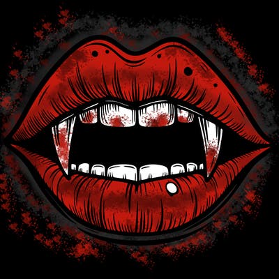 lips with vampire teeth