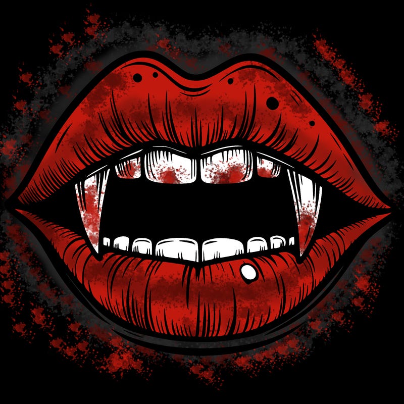 lips with vampire teeth