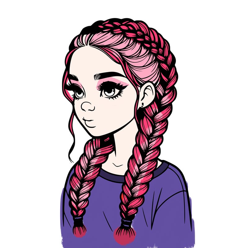 realistic girl with braids
