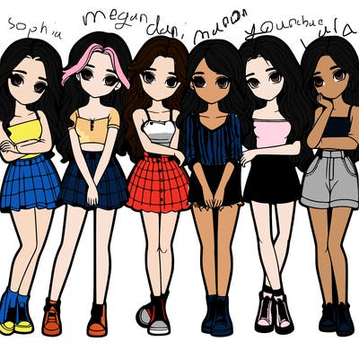 a group of girls realistic