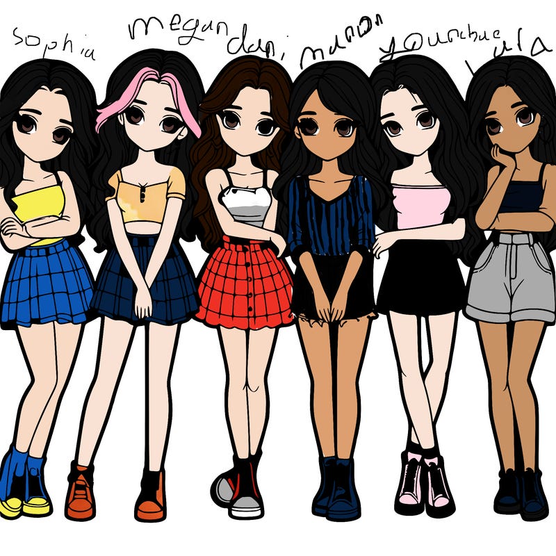 a group of girls realistic