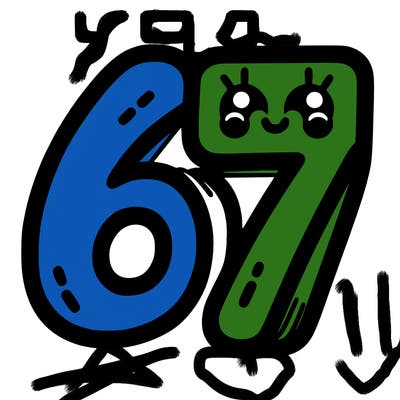 the numbers 67
