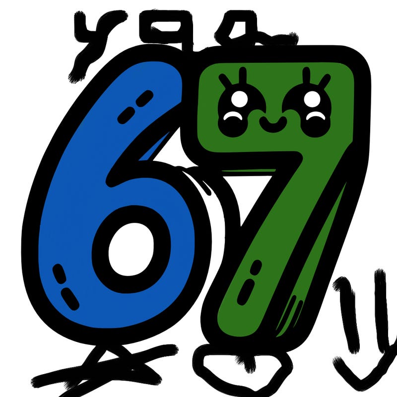 the numbers 67