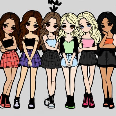 a group of girls realistic
