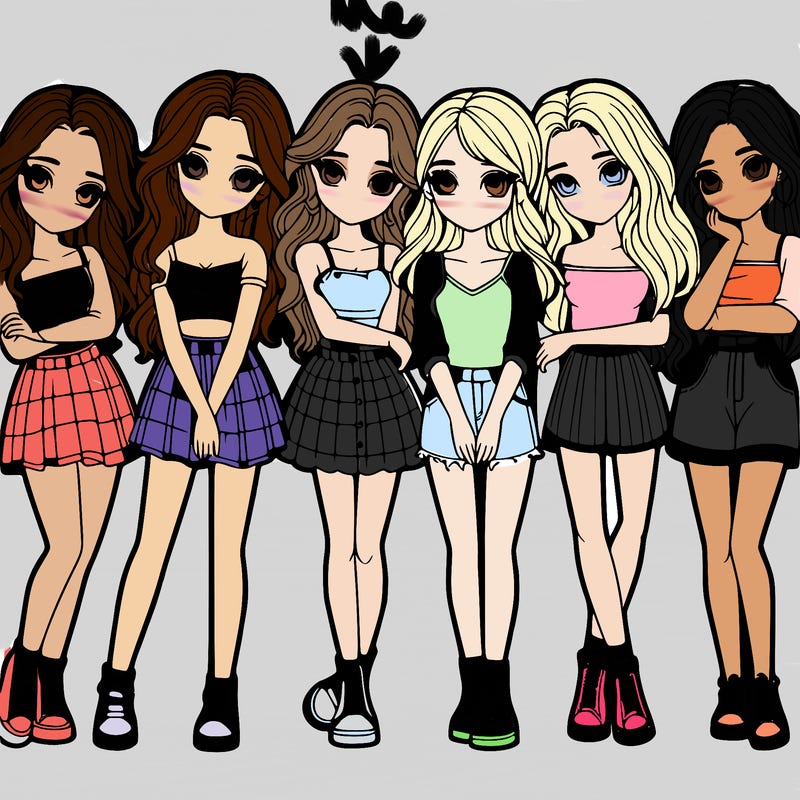 a group of girls realistic