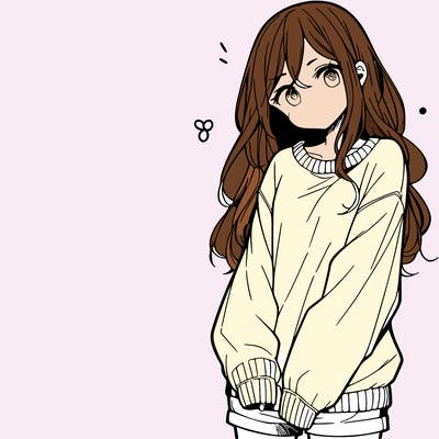manga teen girl  in a sweater and baggy pants