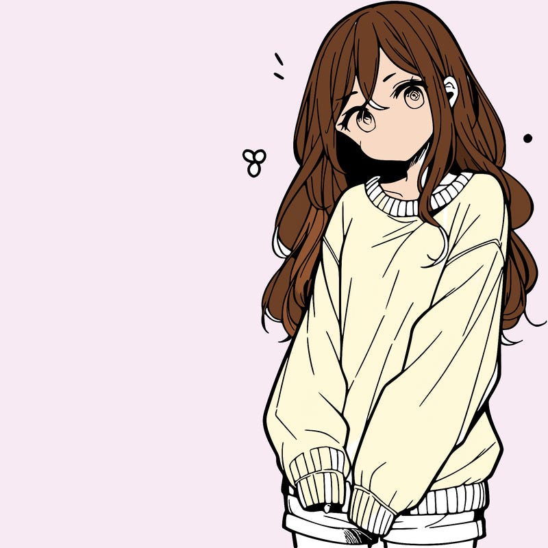 manga teen girl  in a sweater and baggy pants