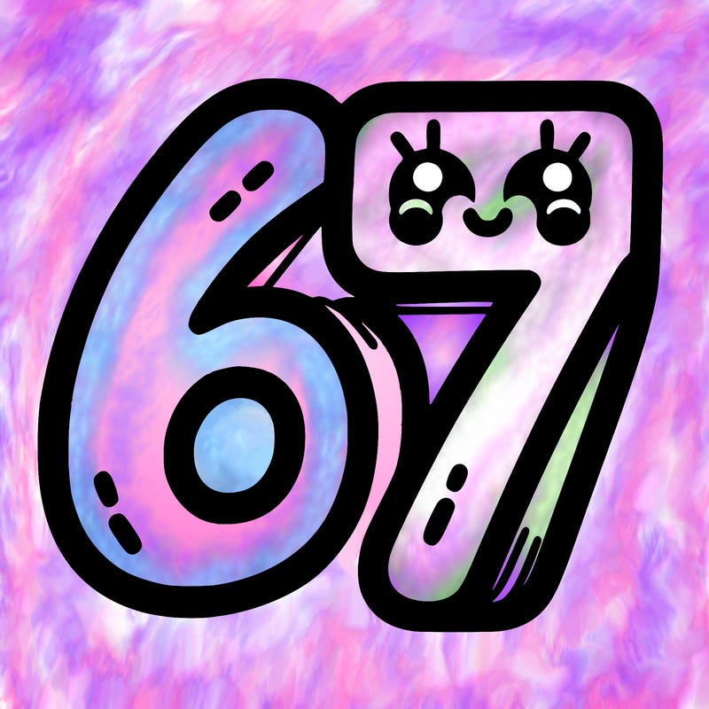 the numbers 67