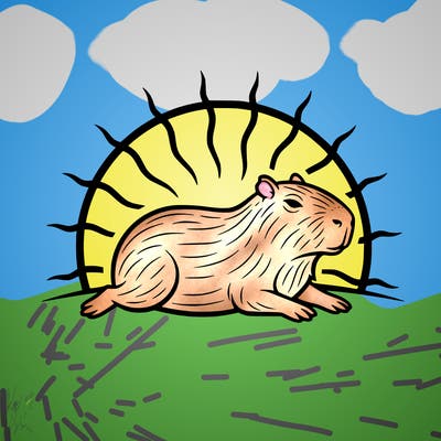 the capybara sunbathing