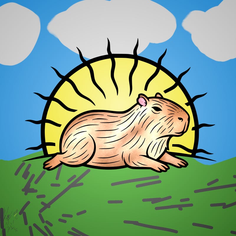 the capybara sunbathing