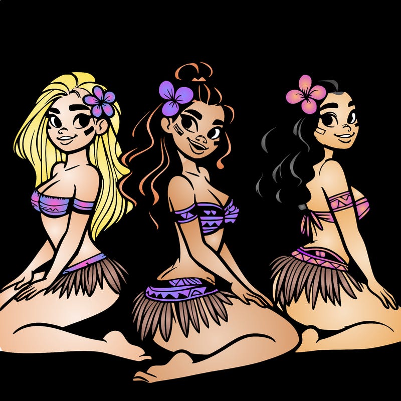 polynesian girls at the beach